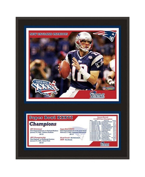 New England Patriots Super Bowl XXXVI 12'' x 15'' Sublimated Plaque