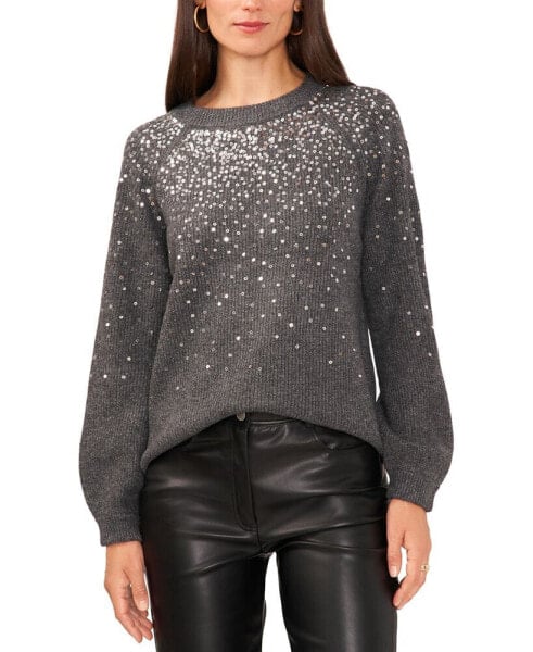 Women's Sequined Raglan-Sleeve Sweater