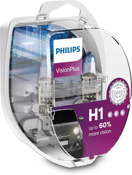 Philips Vision Plus Headlight Bulb, H1 [Energy Class A]