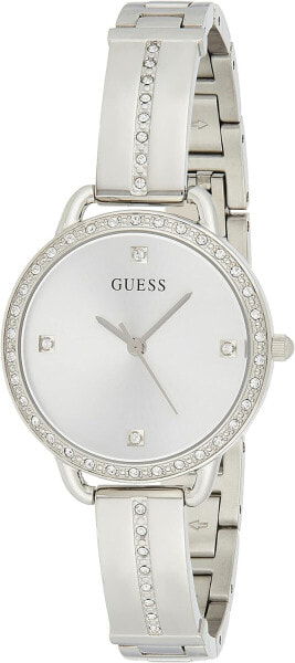 Guess 30MM Crystal Bangle Watch, Silver, One Size