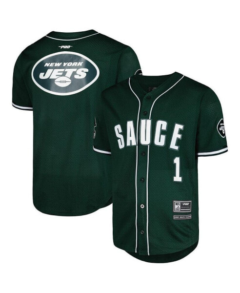 Men's Ahmad Sauce Gardner Green New York Jets Mesh Baseball Button-Up T-shirt