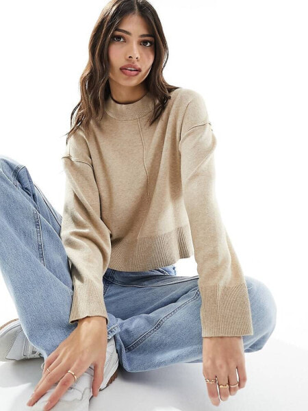 Vero Moda seam detail jumper in beige