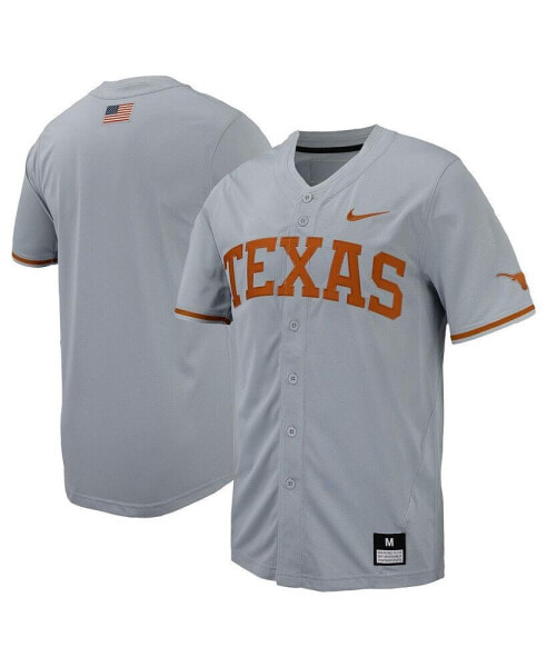 Men's Gray Texas Longhorns Replica Full-Button Baseball Jersey