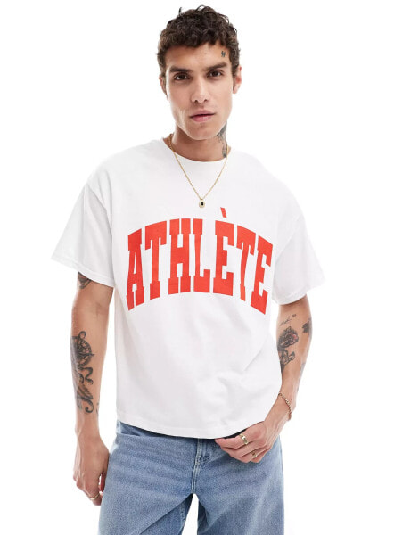 ASOS DESIGN boxy oversized t-shirt in white with chest print