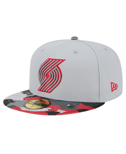 Men's Gray Portland Trail Blazers Active Color Camo Visor 59FIFTY Fitted Hat