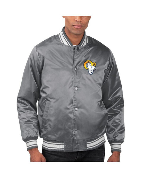 Men's Gray Los Angeles Rams Locker Room Satin Varsity Full-Snap Jacket
