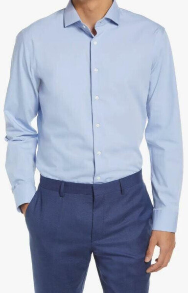 Классическая рубашка Nordstrom Men's Shop 280585 Tech-Smart Trim Fit Stretch, размер 32-33