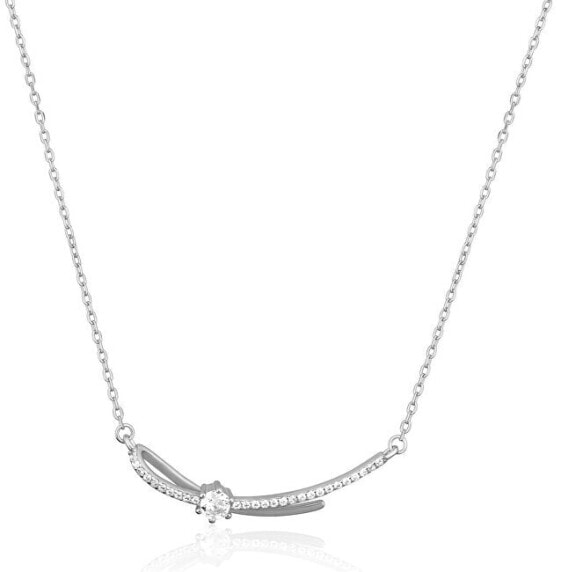 Stylish silver necklace with zircons SVLN0446XH2BI45