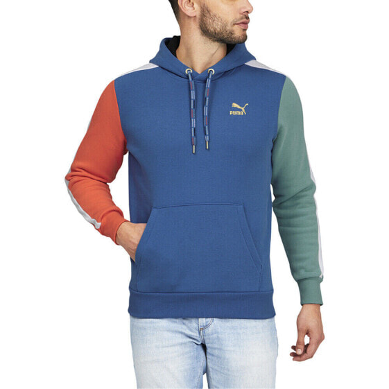 Puma Go For Colorblock T7 Pullover Hoodie Mens Blue Casual Outerwear 536032-48