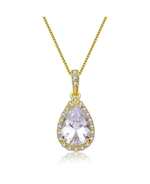 Sterling Silver with Clear Cubic Zirconia in Pear Shaped Pendant