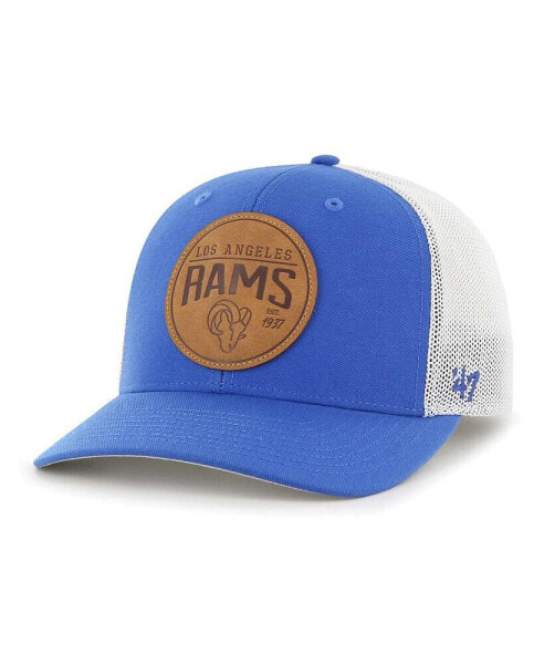 Men's Blue Los Angeles Rams Leather Head Flex Hat