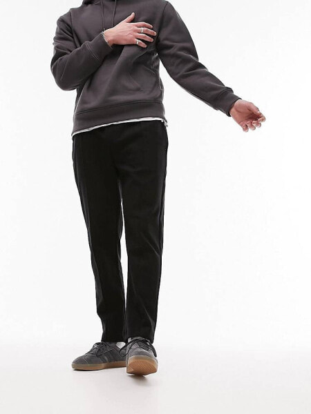 Topman tapered pintuck jogger in black