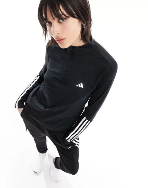 adidas Training Hyperglam 1/4 zip top in black