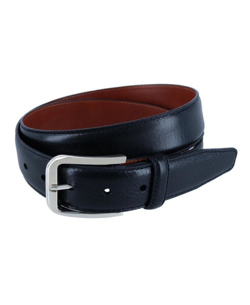 Men's 35MM Pebble Grain Leather Belt with Silver Buckle