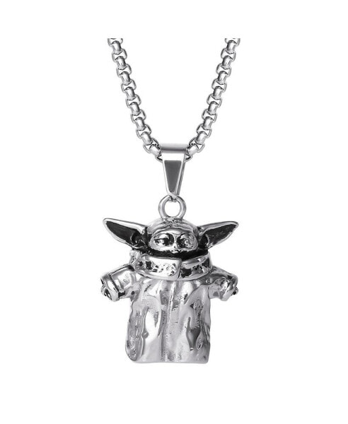 Star Wars the Mandalorian Grogu The Child Pendant Necklace, Stainless Steel, 22" Box Chain
