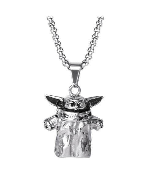 Starwars The Mandalorian Grogu The Child Pendant Necklace, Stainless Steel, 22" Box Chain