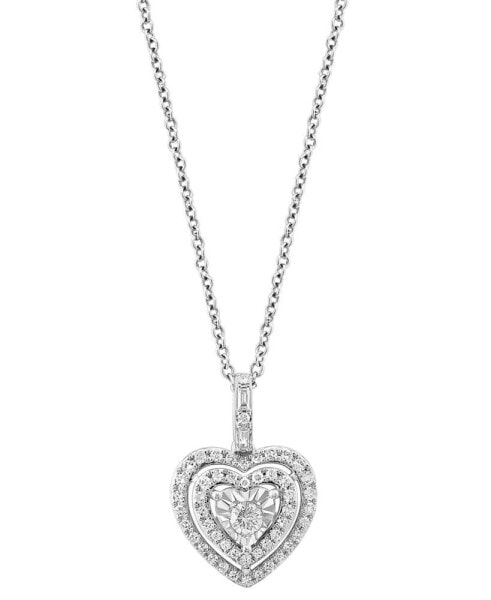 EFFY Collection eFFY® Diamond Heart Halo Cluster 18" Pendant Necklace (1/3 ct. t.w.) in 14k White Gold