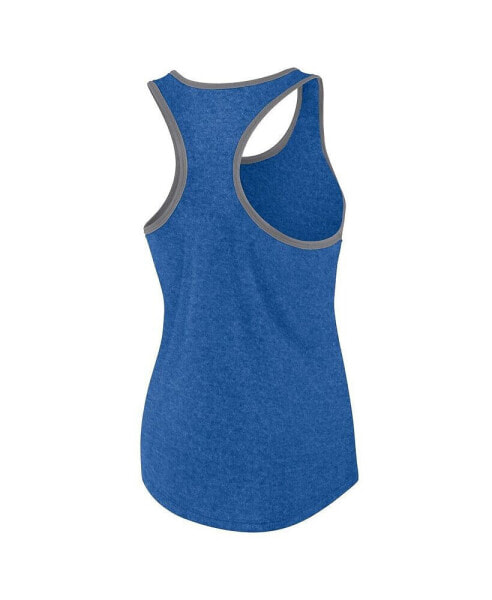 Women's Heather Royal Chicago Cubs Fuel Racerback Tank Top