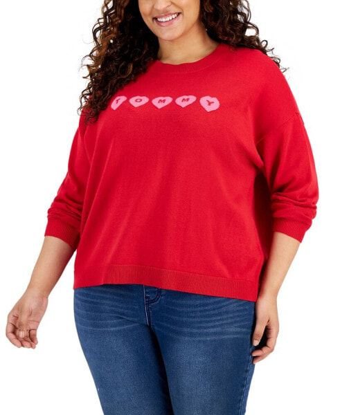 Plus Size Long-Sleeve Heart Sweater