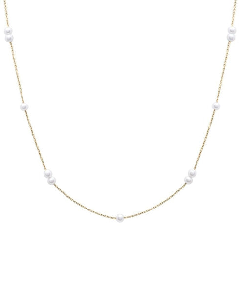 Macy's cultured Freshwater Pearl (3mm) Station 17" Collar Necklace in 14k Gold-Plated Sterling Silver