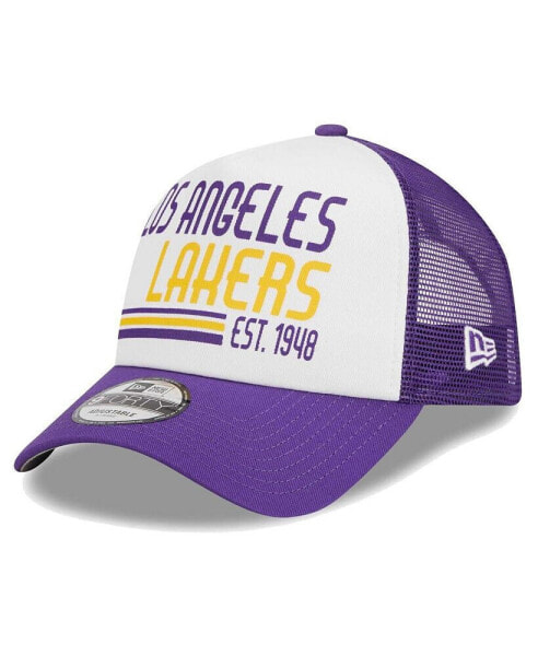Men's White Los Angeles Lakers Lift Pass Foam Front Trucker 9FORTY Adjustable Hat