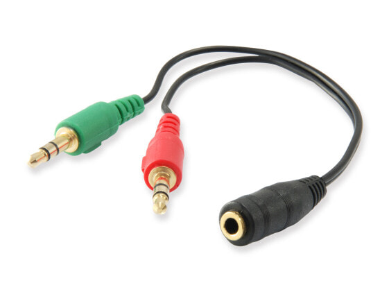 Equip Audio Split Cable - Black - 3.5 mm - 2 x 3.5 mm - Female - Male - Polyvinyl chloride (PVC)