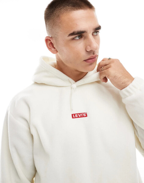 Levi's fleece hoodie with central logo in cream