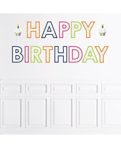 Cheerful Happy Birthday Colorful Party Large Banner Wall Decals Happy Birthday