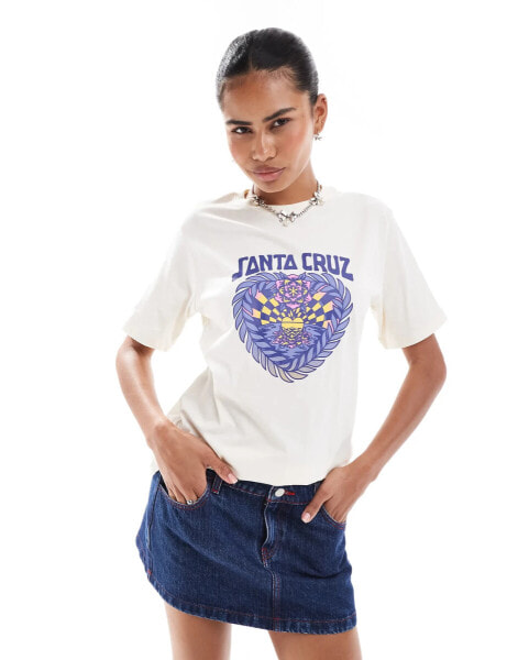 Santa Cruz graphic heart logo t-shirt in beige