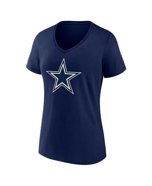 Women's Navy Dallas Cowboys Plus Size Mother's Day 1 Mom V-Neck T-Shirt