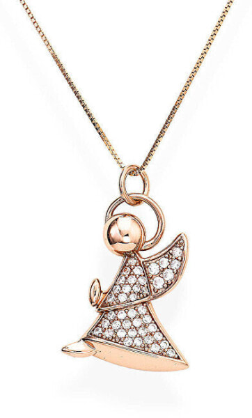 Glittering bronze necklace with zircons Angels A6RB (chain, pendant)
