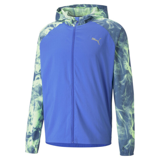 Puma Run Favorite Tie Dye Woven FullZip Jacket Mens Blue Casual Athletic Outerwe