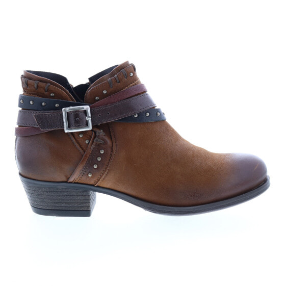 Miz Mooz Booker 111265 Womens Brown Leather Zipper Ankle & Booties Boots