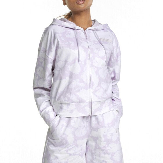Puma Summer Graphic FullZip Hoodie Womens Purple Casual Outerwear 84872517
