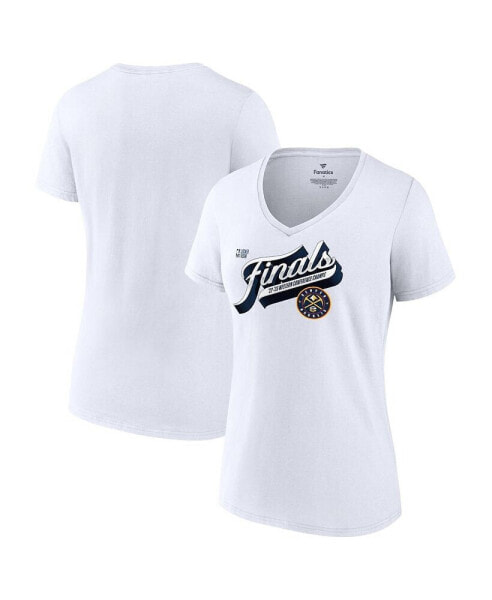 Women's White Denver Nuggets 2023 Western Conference Champions Locker Room Plus Size V-Neck T-shirt