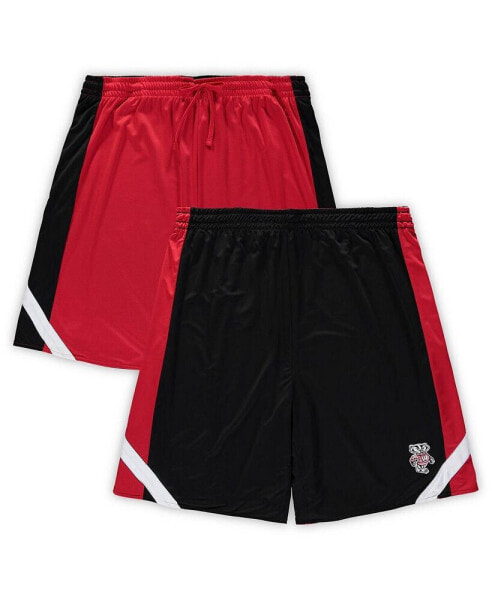 Men's Red, Black Wisconsin Badgers Big and Tall Team Reversible Shorts