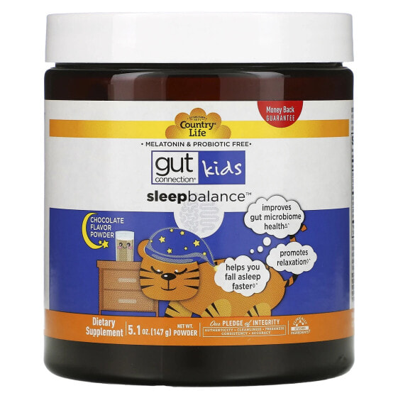 Country Life, Gut Connection Kids, Sleep Balance, пищевая добавка для детей для улучшения сна, порошок с шоколадным вкусом, 147 г (5,1 унции)
