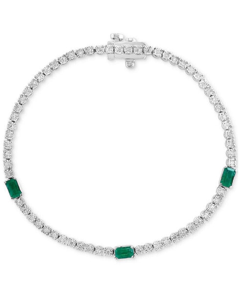 EFFY® Emerald (3/4 ct. t.w.) & Diamond (1/2 ct. t.w.) Tennis Bracelet in Sterling Silver