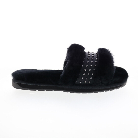 Emu Australia Ivy W12984 Womens Black Leather Slip On Slides Slippers Shoes