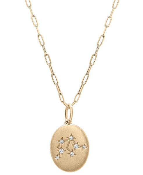 Wrapped diamond Aquarius Constellation 18" Pendant Necklace (1/20 ct. tw) in 10k Yellow Gold, Created for Macy's