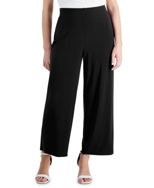 Petite Mid Rise Pull-On Cropped Wide Leg Pants