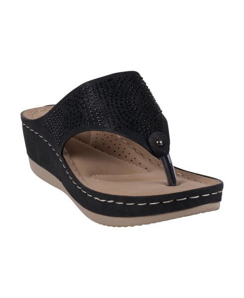 Women's Wagner Embellished Thong Wedge Sandals