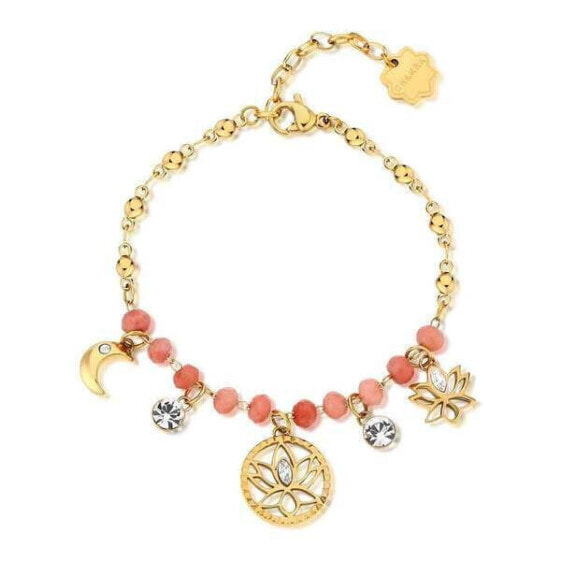 Charming Gold Plated Bracelet with Chakra Beads and Charms BHKB137