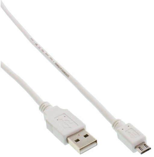 InLine Micro USB 2.0 Cable USB Type A male / Micro-B male - white - 1m