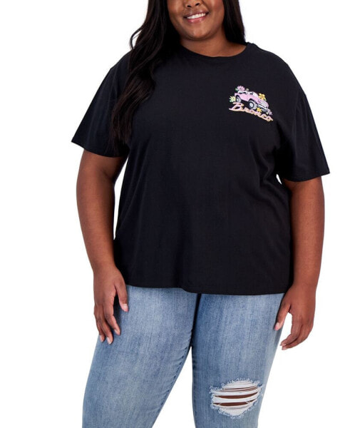 Trendy Plus Size Bronco Back Hit Cotton T-Shirt
