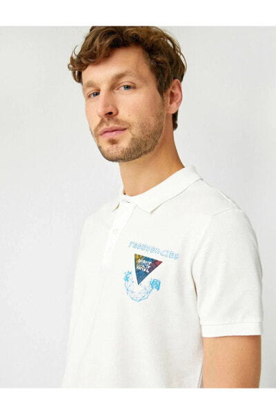 Erkek Baskılı Pamuklu Polo Yaka T-Shirt