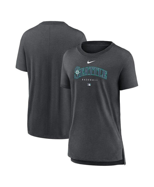 Women's Heather Charcoal Seattle Mariners Authentic Collection Early Work Tri-Blend T-shirt