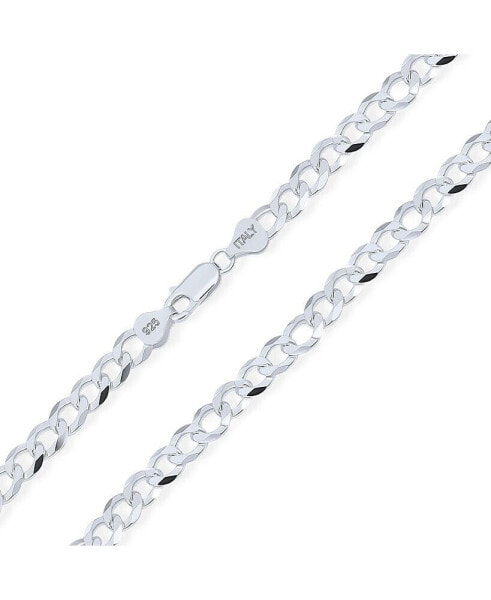 Men's Solid 7MM Diamond Cut .925 Sterling Silver Miami Cuban Curb Chain Necklace For Men s Women 24 Inch