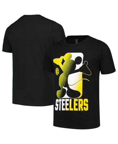 Футболка Disney Pittsburgh Steelers для мальчиков OuterStuff Big Boys Black Disney Cross Fade