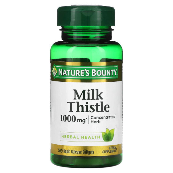Витамины для здоровья печени Nature's Bounty Молочный Чертополох, 1000 мг, 50 капсул быстрого высвобождения